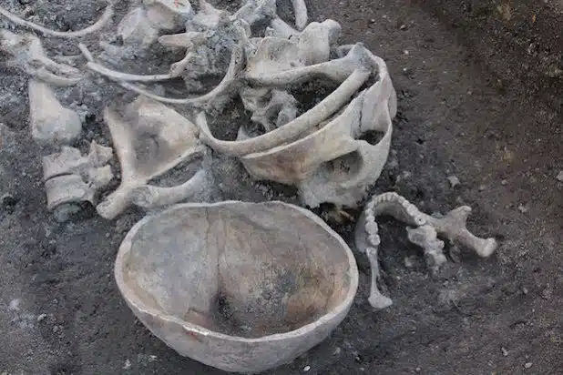 Mehr als 40 Tote wurden bislang auf der ca. 15 mal 15 Meter großen Fläche nahe der alten Stiftsruine in Lippstadt entdeckt (Foto: LWL/Archaeonet).