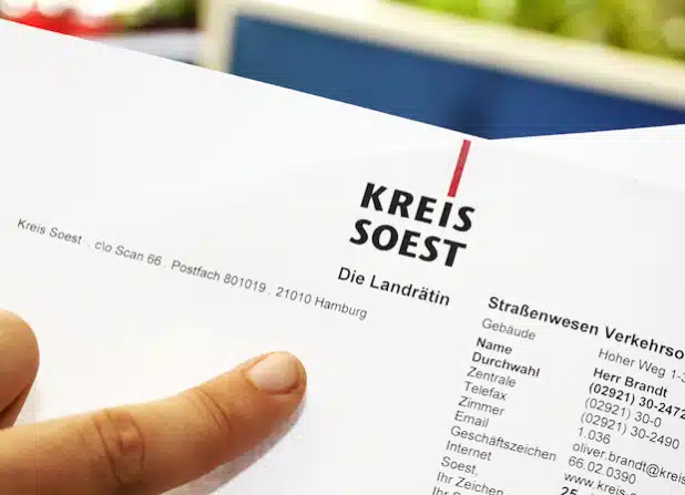 Die Bußgeldstelle des Kreises Soest erhält ab dem 27. August eine neue Postfachanschrift und damit auch einen neuen Briefkopf (Foto: Thomas Weinstock/Kreis Soest).